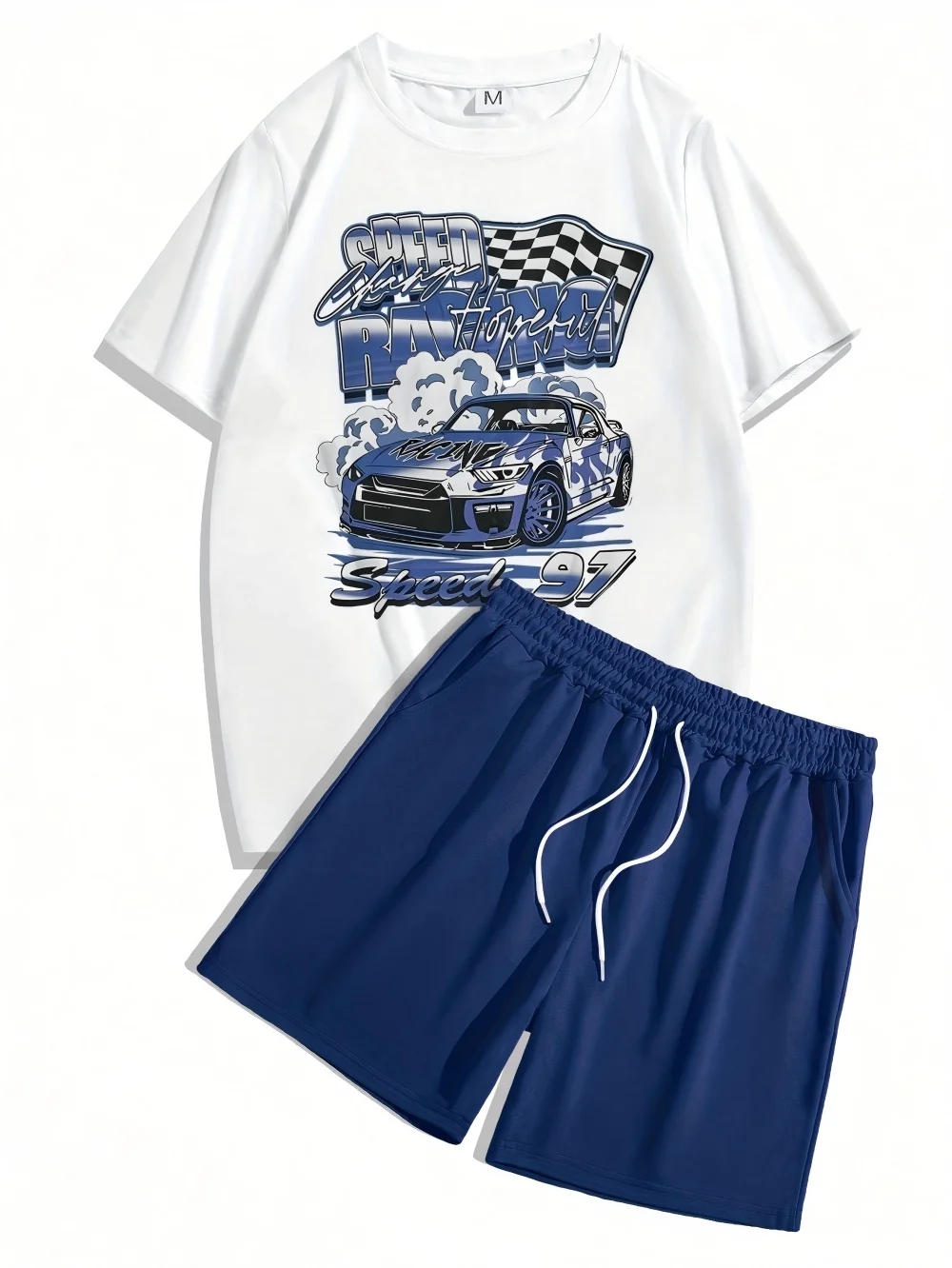 Men's summer fashion racing letter print soft and breathable round neck T-shirt drawstring shorts set outdoor sportswear
Men's summer fashion racing letter print soft and breathable round neck T-shirt drawstring shorts set outdoor sportswear