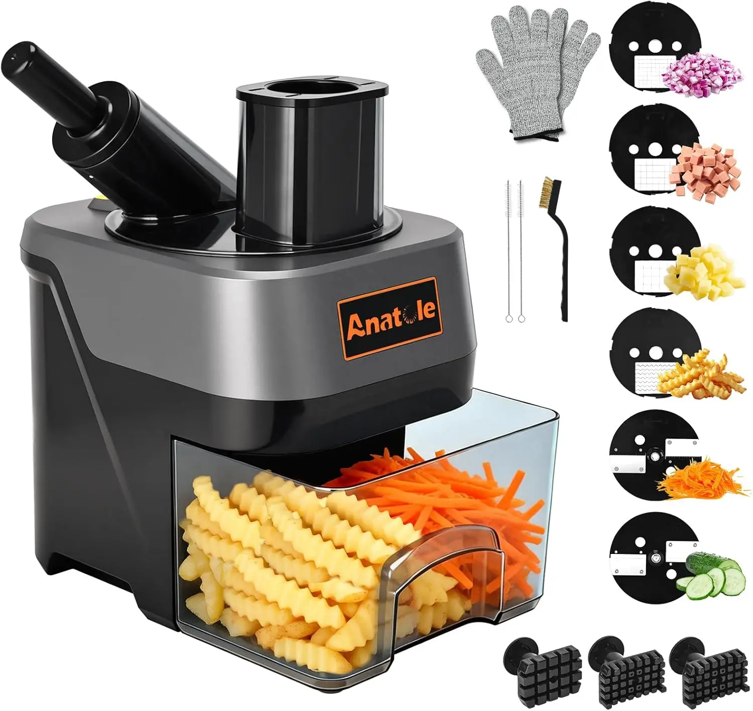 6-In-1 Electric Commercial Food Processor Multifunctional Vegetable Chopper Dicer Slicer Shredder Crinkle Cutter Automatic Disch
6-In-1 Electric Commercial Food Processor Multifunctional Vegetable Chopper Dicer Slicer Shredder Crinkle Cutter Automatic Disch