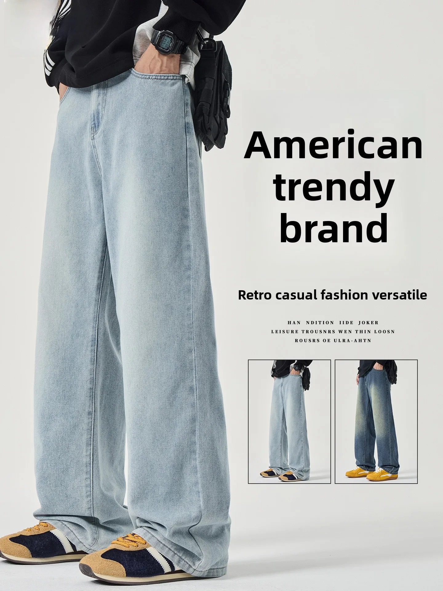 Мужские джинсы American Sle, свободные, прямые, повседневные брюки, молодежные, осенне-весенние, модные, с широкими штанинами, драпированные, удобного кроя
Мужские джинсы American Sle, свободные, прямые, повседневные брюки, молодежные, осенне-весенние, модные, с широкими штанинами, драпированные, удобного кроя