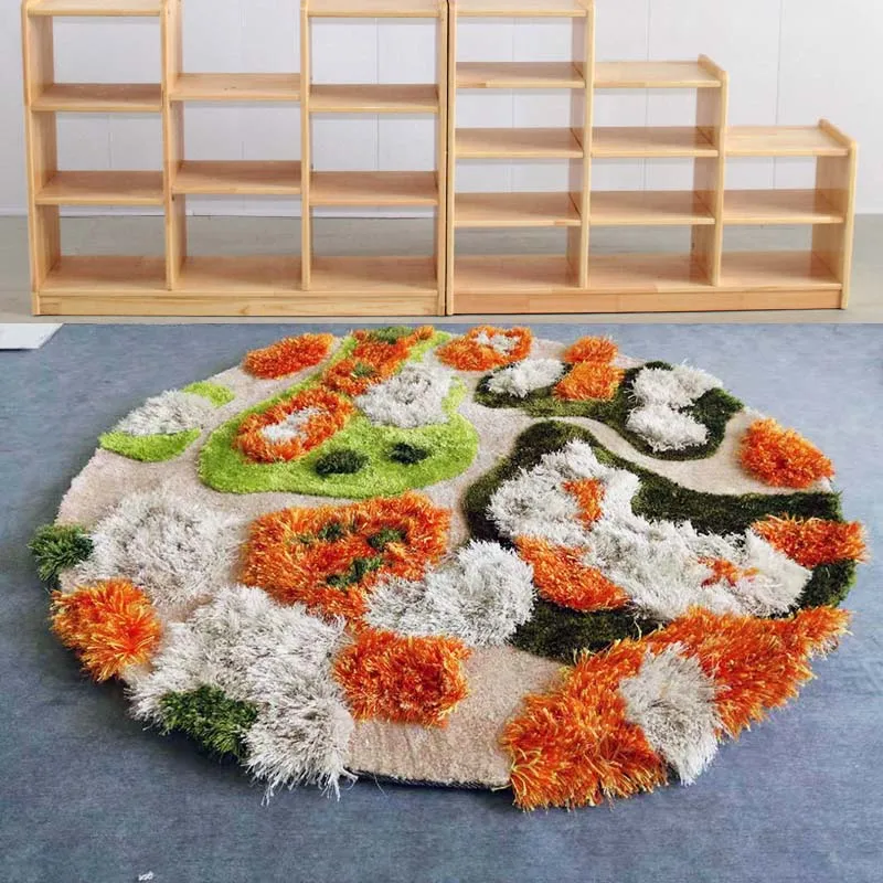 Orange Green Children's Room Round Forest Lawn Handmade Mossy Carpet Modern Fashion Kindergarten Colorful Decorative Floor Mat
Orange Green Children's Room Round Forest Lawn Handmade Mossy Carpet Modern Fashion Kindergarten Colorful Decorative Floor Mat