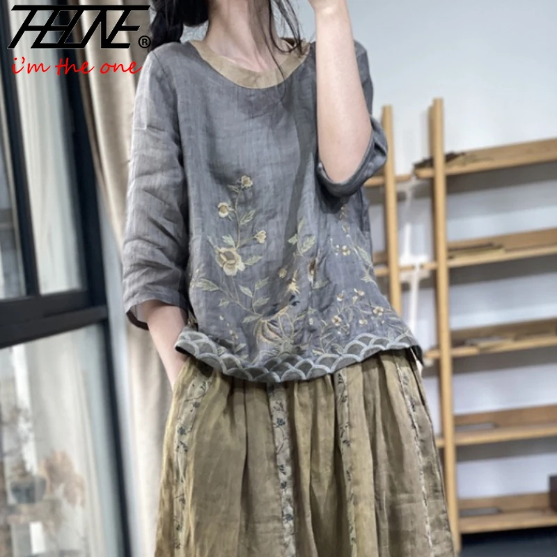 THHONE Summer Fashion Woman Tees 2024 Floral O-Neck T Shirt Tops Casual Vintage Patchwork Loose Embroidery Camisetas Top Mujer
THHONE Summer Fashion Woman Tees 2024 Floral O-Neck T Shirt Tops Casual Vintage Patchwork Loose Embroidery Camisetas Top Mujer