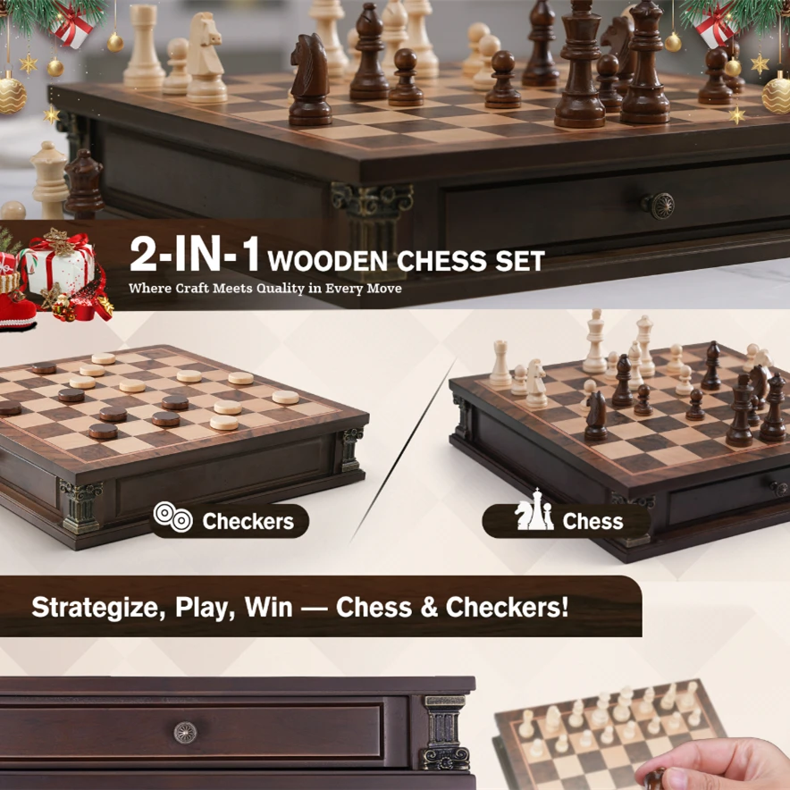 Magnetic Retro chess set comes with a built-in storage compartment, a 38cm/15inch chessboard, and 2 additional queens.
Magnetic Retro chess set comes with a built-in storage compartment, a 38cm/15inch chessboard, and 2 additional queens.