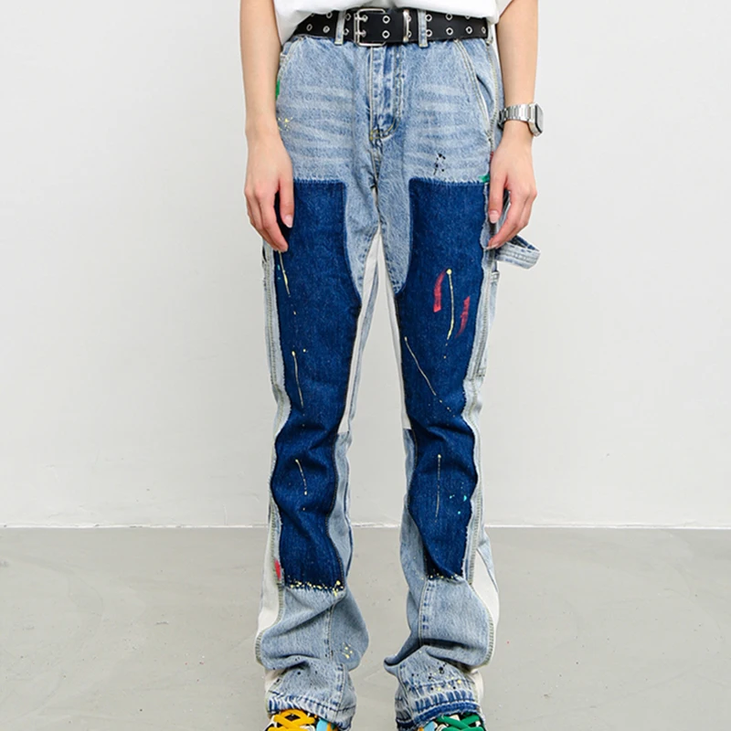 Hip Hop Jeans Men Distressed Splash Ink Graffiti Patch Flare Denim Pants Vintage Washed Slim Fit Blue Trousers Streetwear Unisex
Hip Hop Jeans Men Distressed Splash Ink Graffiti Patch Flare Denim Pants Vintage Washed Slim Fit Blue Trousers Streetwear Unisex