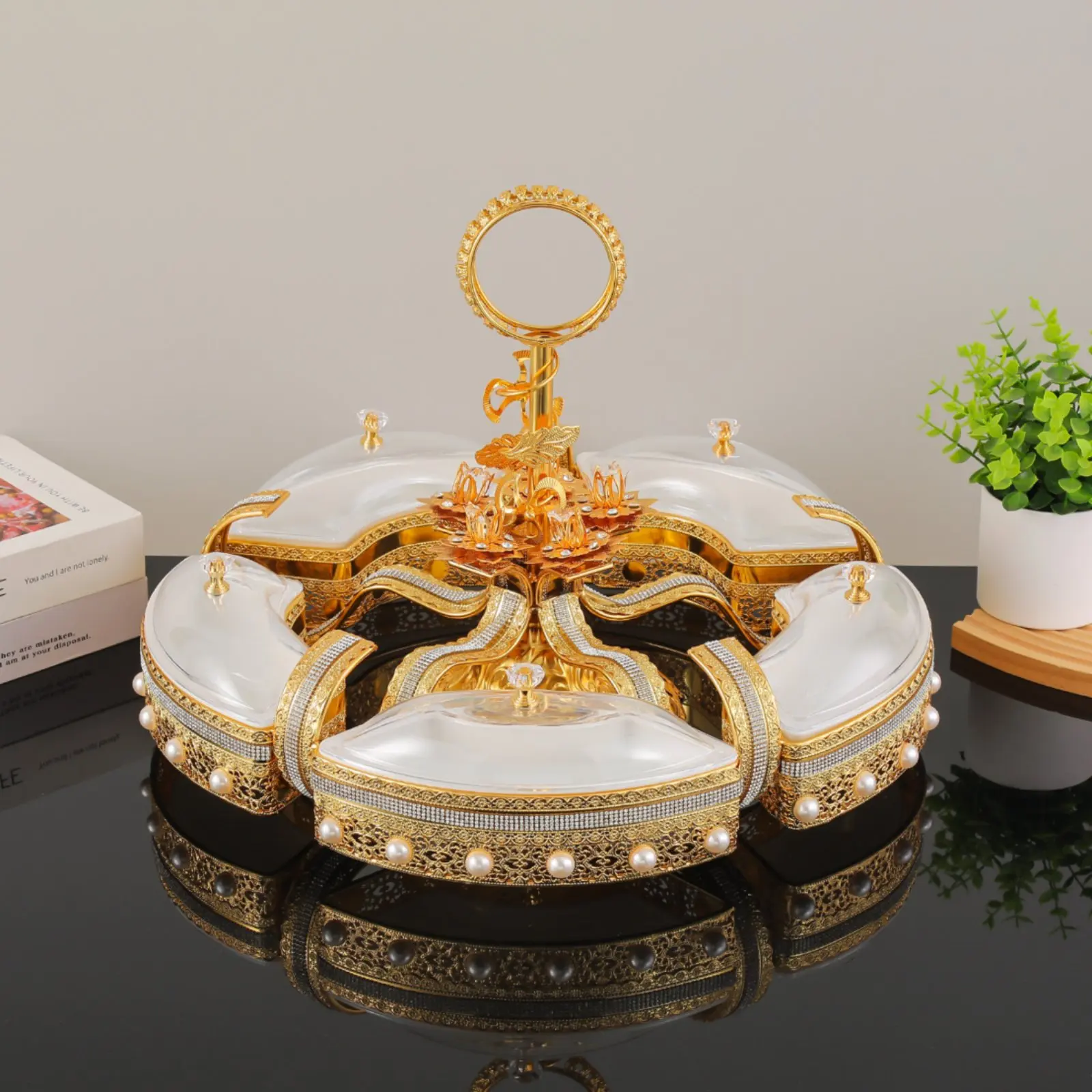 Circular Compartment Tray Gold-Toned Divided Serving Tray Compartment Snack Container Iron-Art Design Tableware Clear Acrylic
Circular Compartment Tray Gold-Toned Divided Serving Tray Compartment Snack Container Iron-Art Design Tableware Clear Acrylic