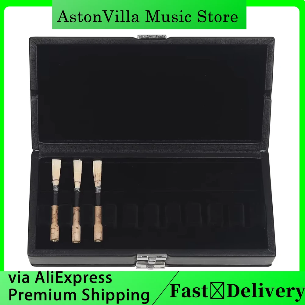 Portable Black Double Layer Oboe Reed Leather Case Reed Leather Case Can Hold 20 Pieces Reeds Holder Musical Instrument Parts