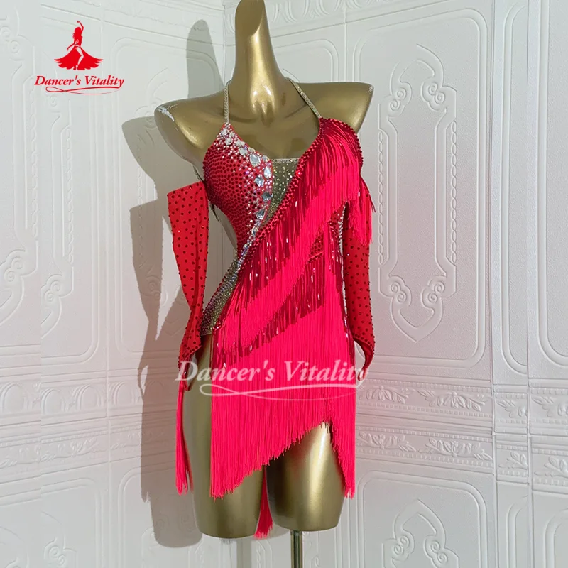 Latin Dance Dress Women Customized AB Stones Tassel Backless Dress Samba Rumba Cha Cha Performance Costumes Dancer's Vitality
Latin Dance Dress Women Customized AB Stones Tassel Backless Dress Samba Rumba Cha Cha Performance Costumes Dancer's Vitality