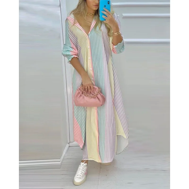 2023 Spring and Summer New Fashion Print Long-Sleeved Shirt Sexy Dress Casual and Elegant Single-Breasted Multi-Button Dress
2023 Spring and Summer New Fashion Print Long-Sleeved Shirt Sexy Dress Casual and Elegant Single-Breasted Multi-Button Dress