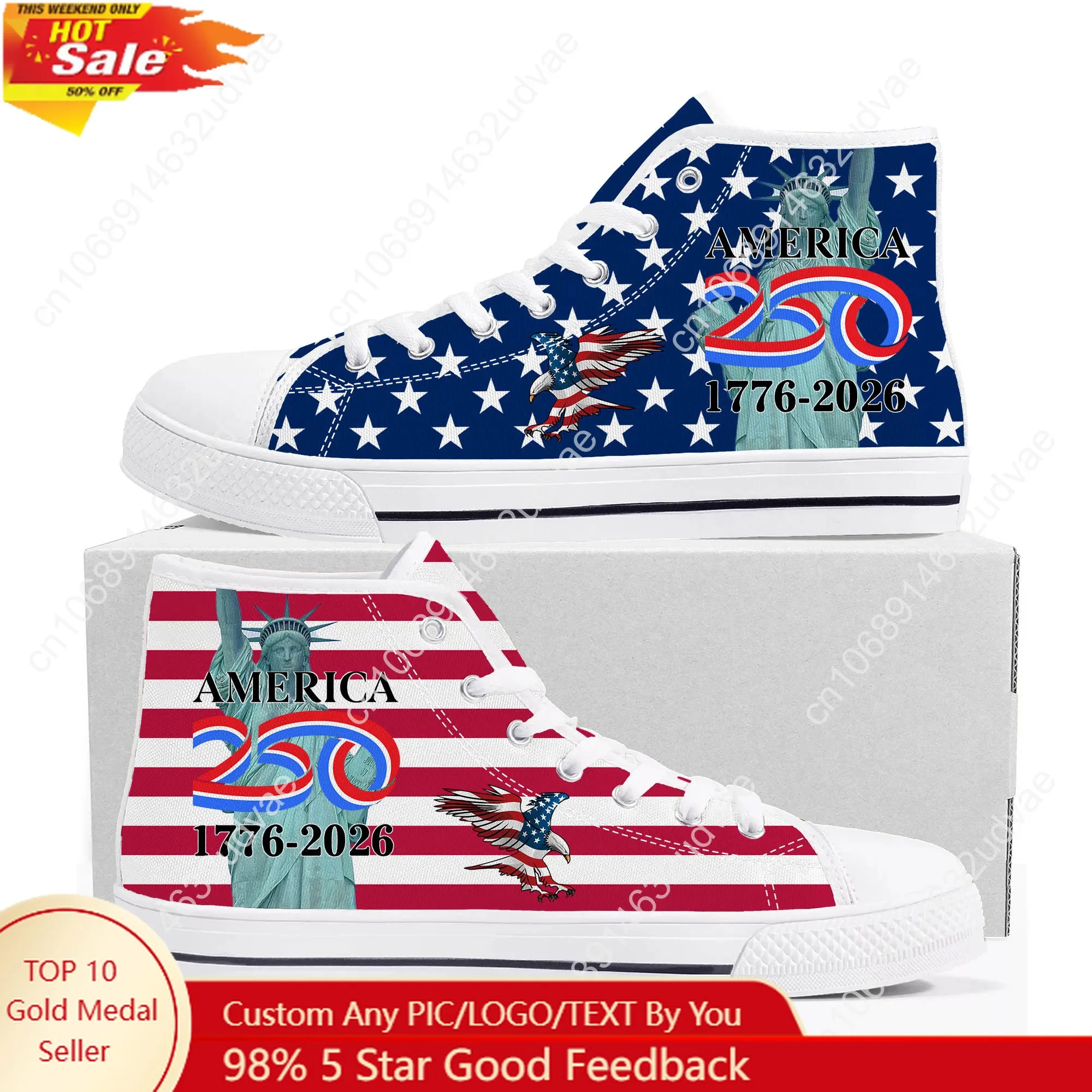 America 250th Anniversary 1776-2026 High Top Shoes Men Women Canvas Sneaker High Quality Sneakers Footwear Custom Shoe White
America 250th Anniversary 1776-2026 High Top Shoes Men Women Canvas Sneaker High Quality Sneakers Footwear Custom Shoe White