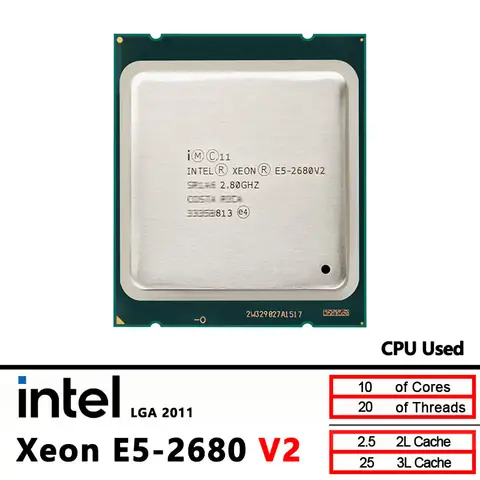 Intel Xeon 2680V2 E5 2680 V2 Used 10-Core 2.8GHz 115W CPU Processor LGA 2011