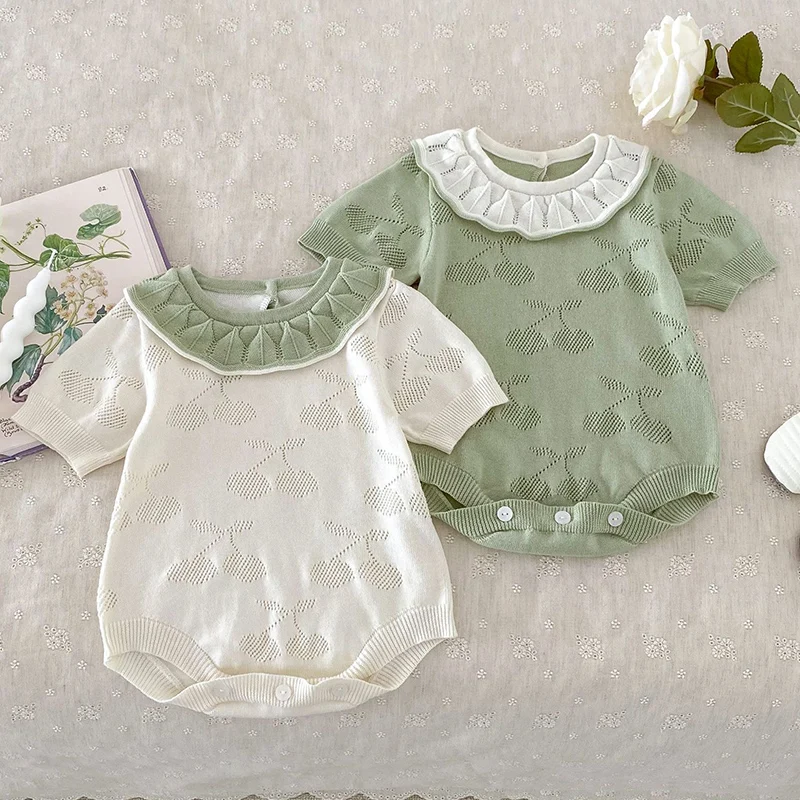2024 New Summer Baby Girl Clothing Newborn Baby Girl Romper Short Sleeved Knitted Hollow Out Toddler Baby Girls Jumpsuit
2024 New Summer Baby Girl Clothing Newborn Baby Girl Romper Short Sleeved Knitted Hollow Out Toddler Baby Girls Jumpsuit