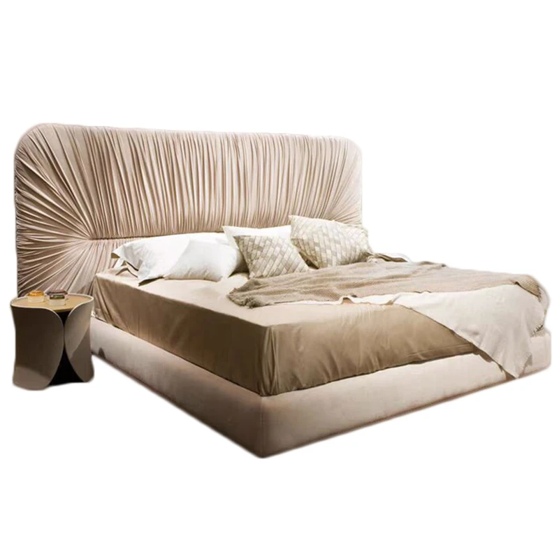 Italian light luxury pleated fabric bed modern floor soft bag double bed wedding bed
Italian light luxury pleated fabric bed modern floor soft bag double bed wedding bed