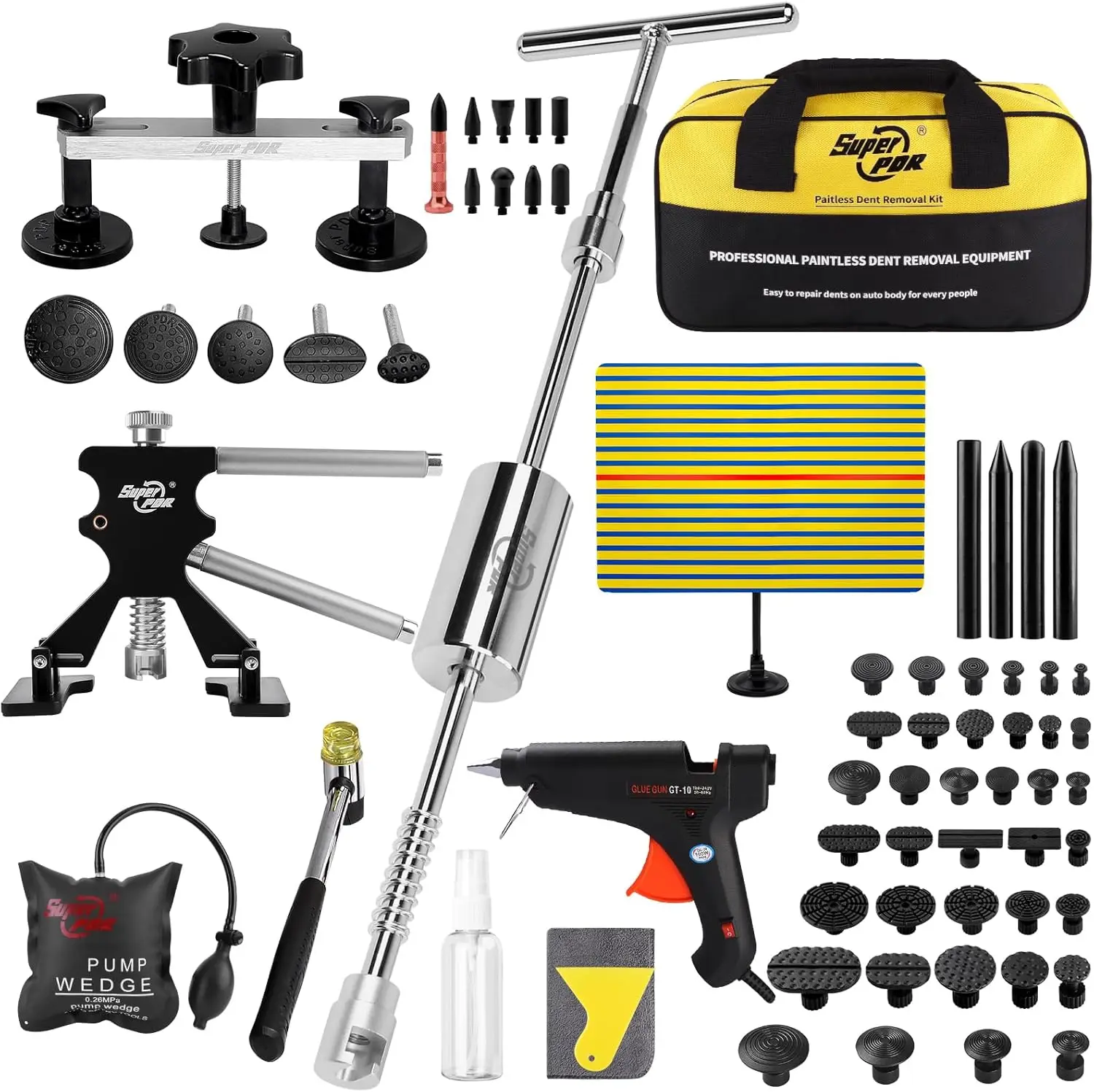 Комплект автомобильного съемника вмятин с клейкими выступами, клеевым пистолетом, Т-образной планкой и воздушным клином — инструменты PDR для домашнего ремонта
Комплект автомобильного съемника вмятин с клейкими выступами, клеевым пистолетом, Т-образной планкой и воздушным клином — инструменты PDR для домашнего ремонта