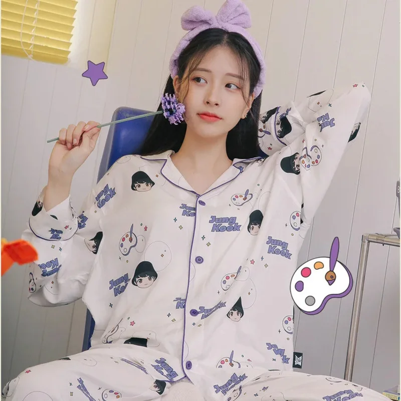 Jungkook pajamas v sleepwear long pants short sleeved loungewear Fashion Home clothing
Jungkook pajamas v sleepwear long pants short sleeved loungewear Fashion Home clothing