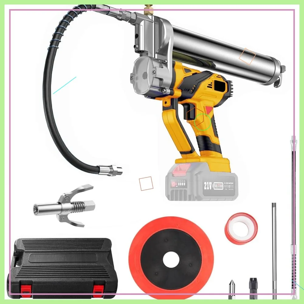 Cordless Grease Gun for 20V Max Battery, 10000 PSI High Pressure, 18" Spring Flex Hose, Quick Release (Battery Not Included)
Cordless Grease Gun for 20V Max Battery, 10000 PSI High Pressure, 18" Spring Flex Hose, Quick Release (Battery Not Included)