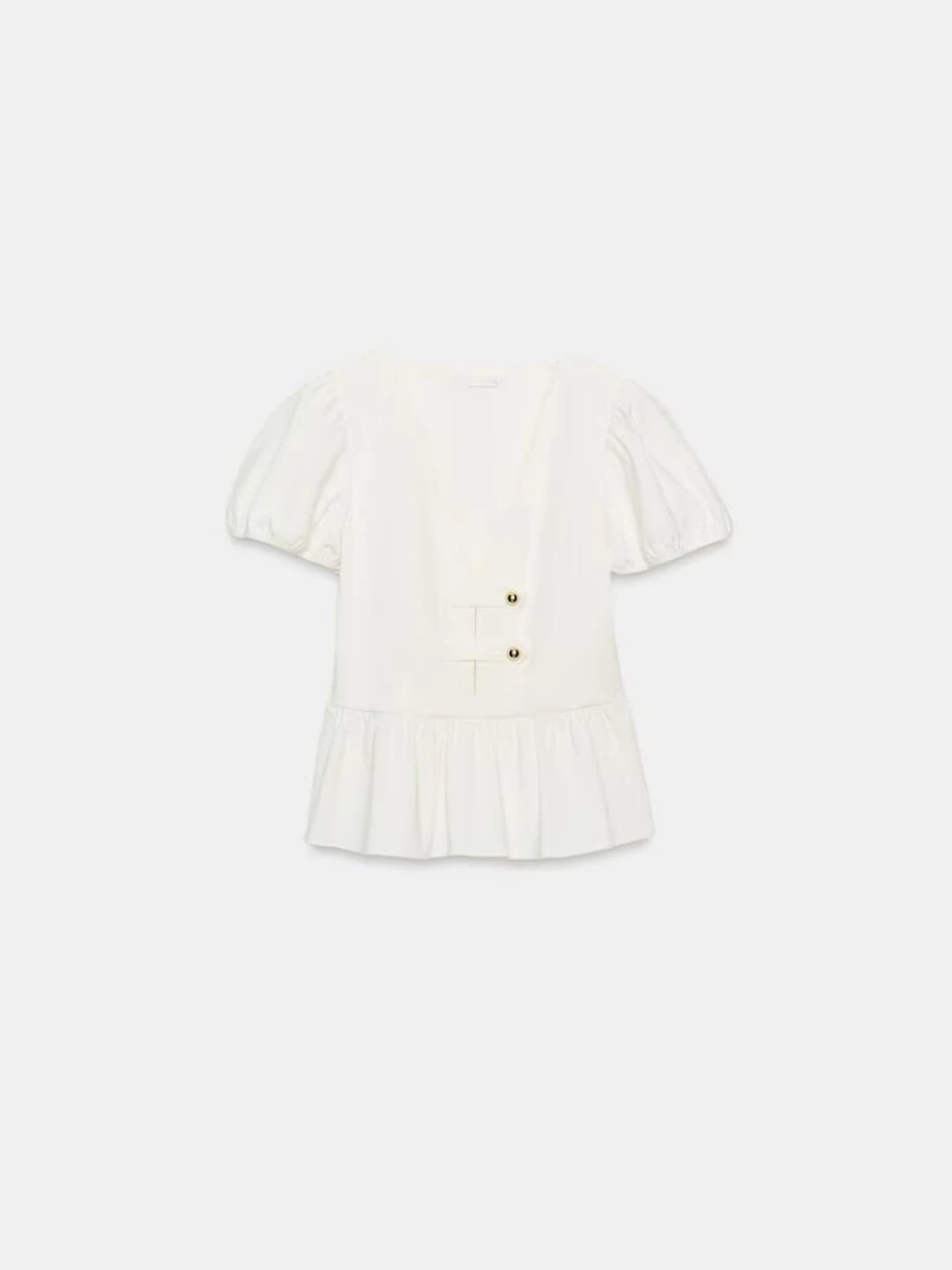 Gold Plated Short Skirt Style Button Rope Knot Pure White Flower Women's Shirt Simple Waist Cinching Bubble Sleeve Skin Friendly
Gold Plated Short Skirt Style Button Rope Knot Pure White Flower Women's Shirt Simple Waist Cinching Bubble Sleeve Skin Friendly