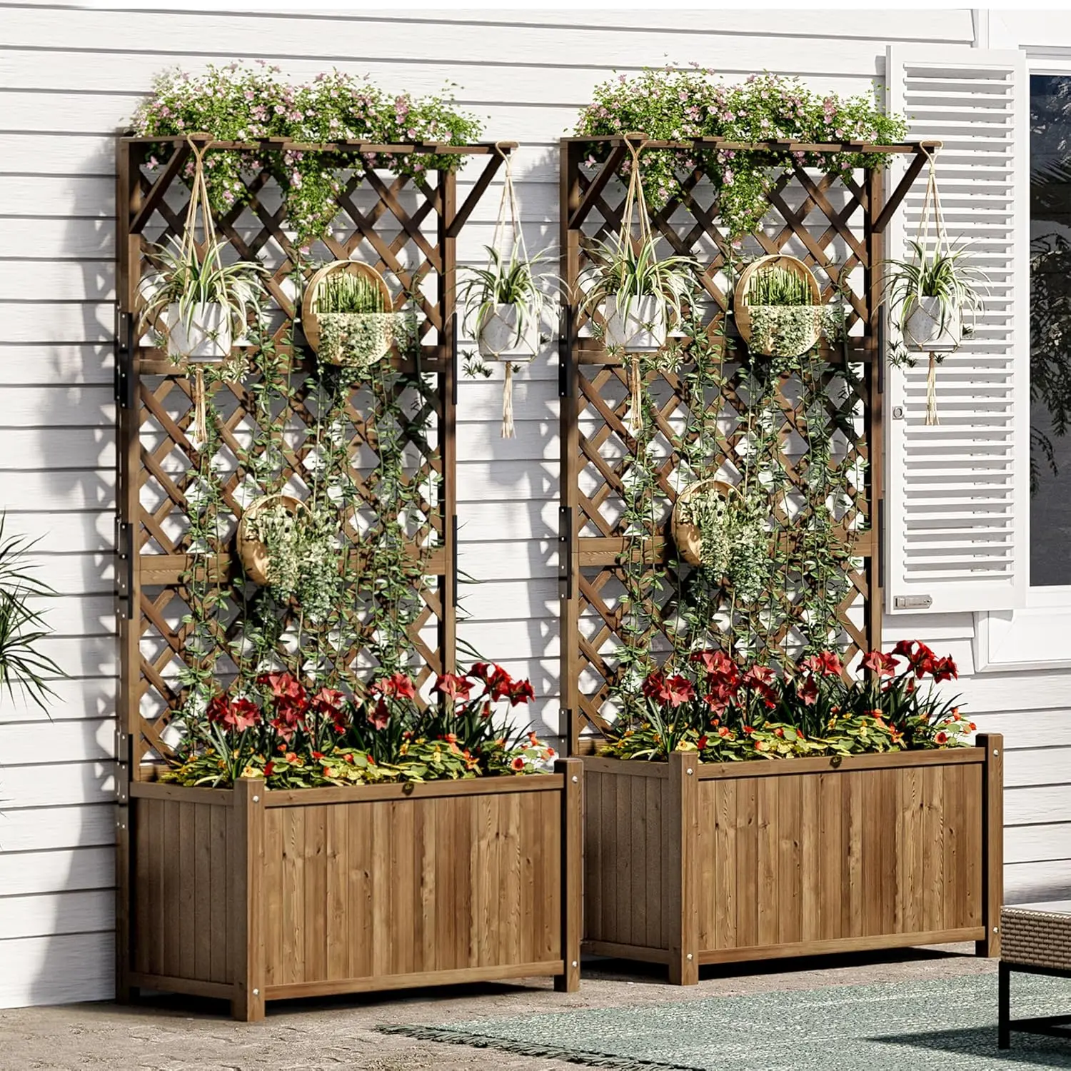 2 Piece Set 35.4x17.7x72 inch Raised Garden Bed with Trellis, Planter Box for Climbing Plants Vegetables, Planters with Drainage
2 Piece Set 35.4x17.7x72 inch Raised Garden Bed with Trellis, Planter Box for Climbing Plants Vegetables, Planters with Drainage