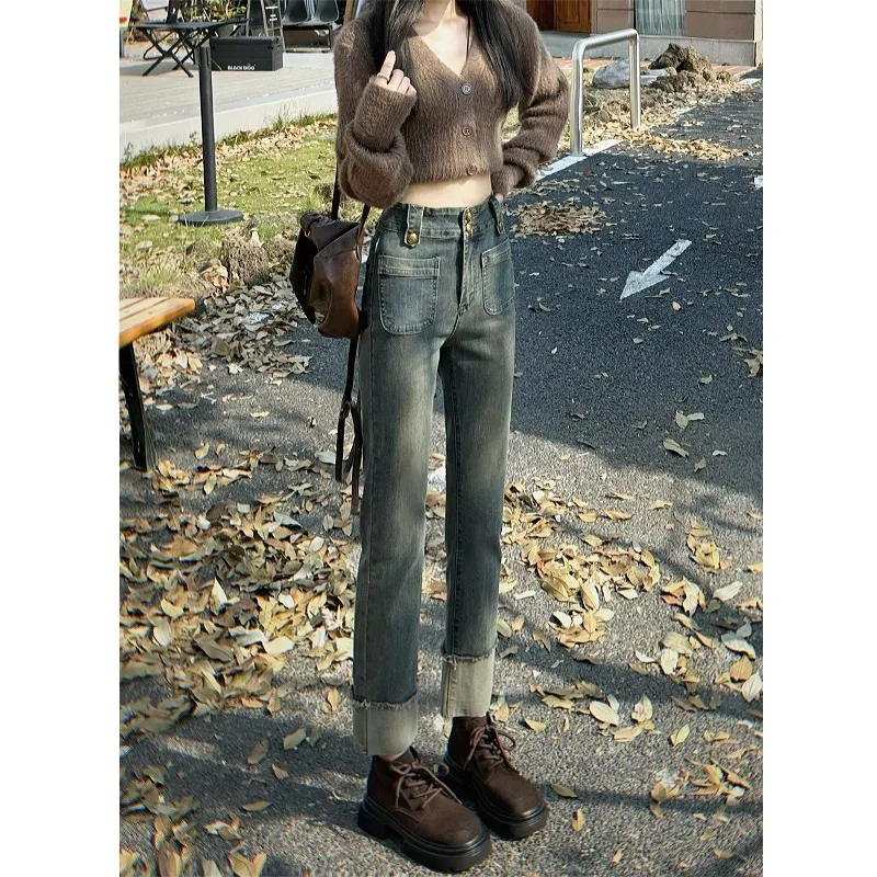High Waist Straight Leg Denim Jeans Women's Spring Autumn 2024 New Style Cuffed Slimming Nine-Piece Small Size Smoke Tube Pants
High Waist Straight Leg Denim Jeans Women's Spring Autumn 2024 New Style Cuffed Slimming Nine-Piece Small Size Smoke Tube Pants