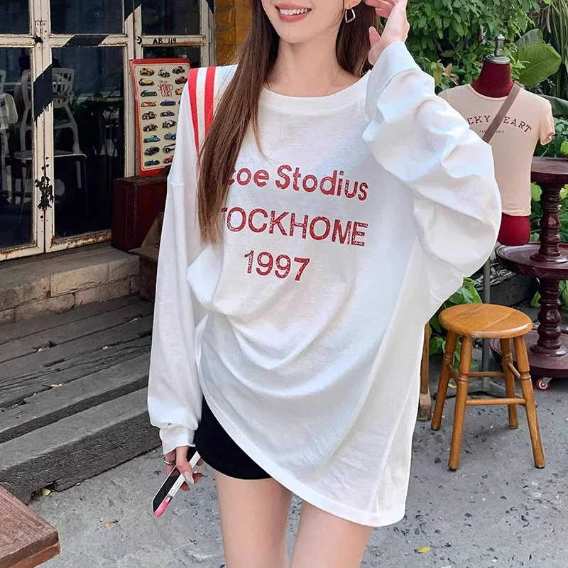 2025 Female T-shirts Baggy T-Shirts Women Korean Long Sleeve Clothes Girls Red Letter Printed Casual Daily Tops
2025 Female T-shirts Baggy T-Shirts Women Korean Long Sleeve Clothes Girls Red Letter Printed Casual Daily Tops
