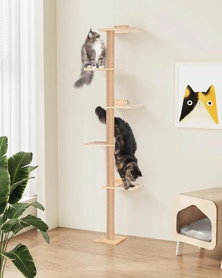 80inch Tall Cat Tree Wall Mount for Large Adult Cats, Adjustable 5-Tier Cat Tower Floor to Ceiling, Corner Climbing Pole with Fu
80inch Tall Cat Tree Wall Mount for Large Adult Cats, Adjustable 5-Tier Cat Tower Floor to Ceiling, Corner Climbing Pole with Fu