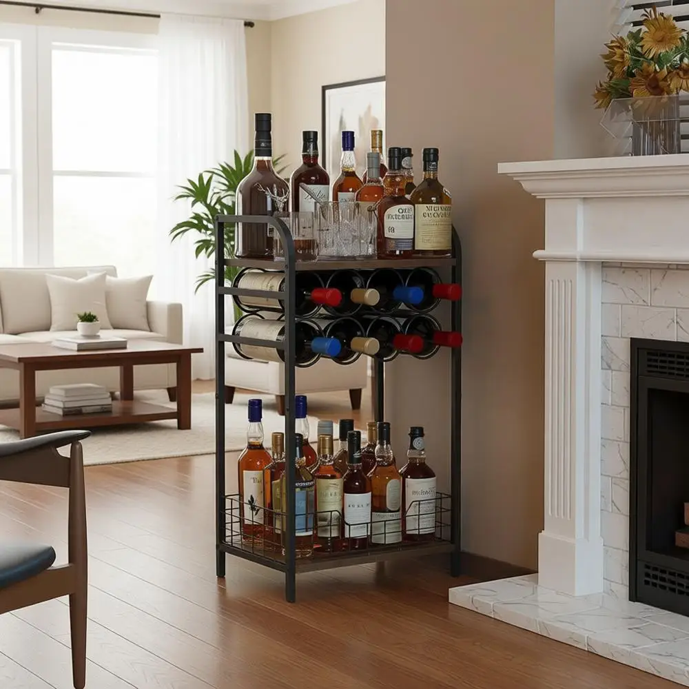 Компактная 3-ярусная винная полка на 8 бутылок для домашнего бара или гостиной
Компактная 3-ярусная винная полка на 8 бутылок для домашнего бара или гостиной