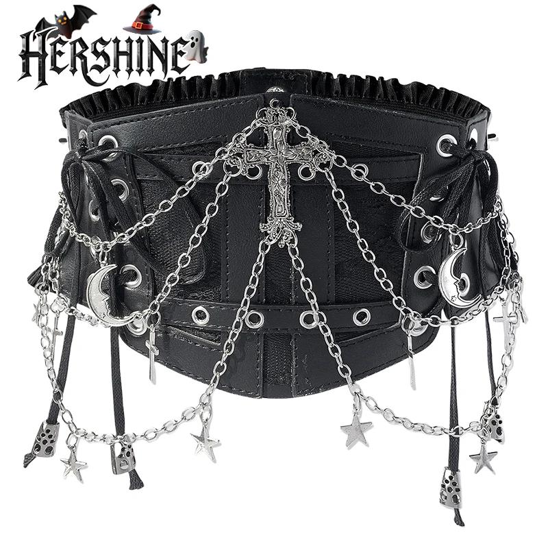 HERSHINE женский модный эластичный широкий пояс с украшением в виде звезды и перекрестной цепочки, Y2K, панк-готический стиль Харадзюку, весна, лето
HERSHINE женский модный эластичный широкий пояс с украшением в виде звезды и перекрестной цепочки, Y2K, панк-готический стиль Харадзюку, весна, лето