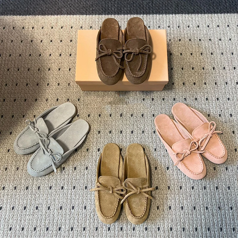 Ladies Summer Genuine Leather Mules Pink Suede Slip-On Slippers Casual Comfortable Soft Shoes Lazy Bean Shoes Half Slippers
Ladies Summer Genuine Leather Mules Pink Suede Slip-On Slippers Casual Comfortable Soft Shoes Lazy Bean Shoes Half Slippers