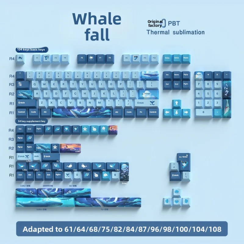 Original dark blue ocean-themed keycaps Whale Fall Original Factory HeightPBTFive-Sided Sublimation Customized Keyboard Keycaps
Original dark blue ocean-themed keycaps Whale Fall Original Factory HeightPBTFive-Sided Sublimation Customized Keyboard Keycaps