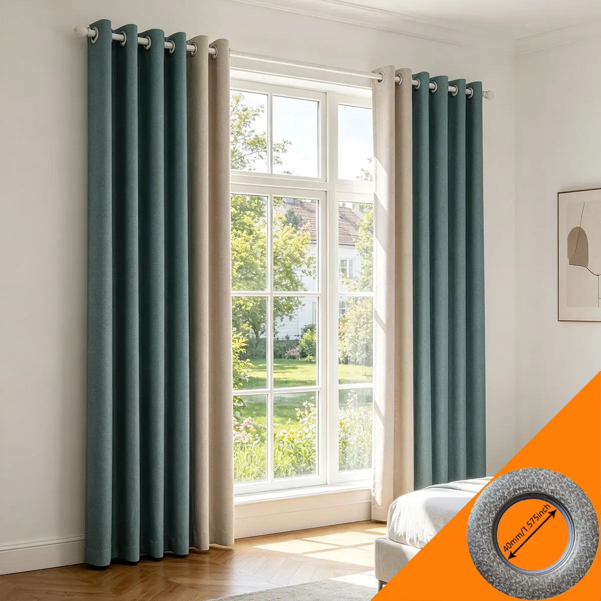 2pcs Teal Blue & Beige Linen-Look Blackout Curtains, Thermal Insulated Window Drapes for Living Room & Bedroom
2pcs Teal Blue & Beige Linen-Look Blackout Curtains, Thermal Insulated Window Drapes for Living Room & Bedroom