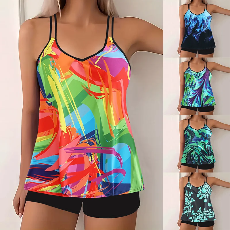 Women's Tankini Swimsuit Set, Floral Print Backless Two-Piece Swimwear, Fashionable Beachwear with Tank Top & Shorts Sexy Bikini
Women's Tankini Swimsuit Set, Floral Print Backless Two-Piece Swimwear, Fashionable Beachwear with Tank Top & Shorts Sexy Bikini
