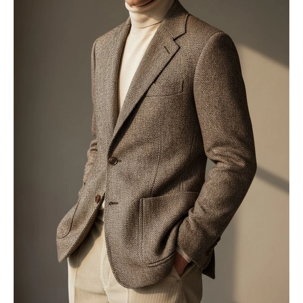 Herringbone Texture Mens Suit Blazer Notch Lapel Single Breasted Slim Fit Jacket Office Business Work Formal Coat Fashion
Herringbone Texture Mens Suit Blazer Notch Lapel Single Breasted Slim Fit Jacket Office Business Work Formal Coat Fashion