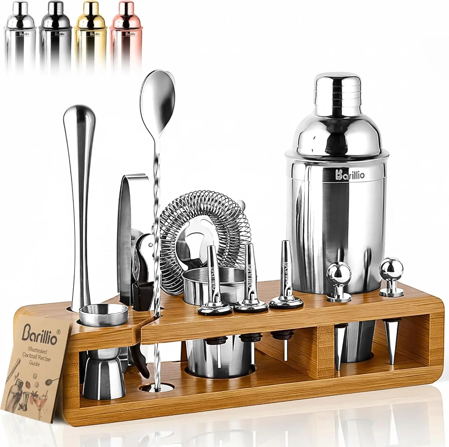 23-Piece Stainless Steel Cocktail Shaker Set with Bamboo Stand, Mixology Bar Tools for Home Bartending
23-Piece Stainless Steel Cocktail Shaker Set with Bamboo Stand, Mixology Bar Tools for Home Bartending