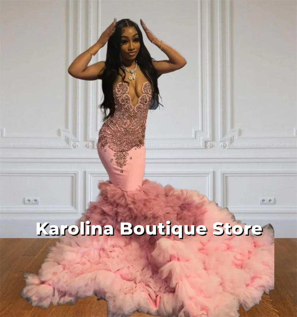 Remarkable Pink Mermaid Crystal Beading Prom Dresses Black Girls Tulle Ruched Ruffles Birthday Dress Luxury 2024 Customized
Remarkable Pink Mermaid Crystal Beading Prom Dresses Black Girls Tulle Ruched Ruffles Birthday Dress Luxury 2024 Customized