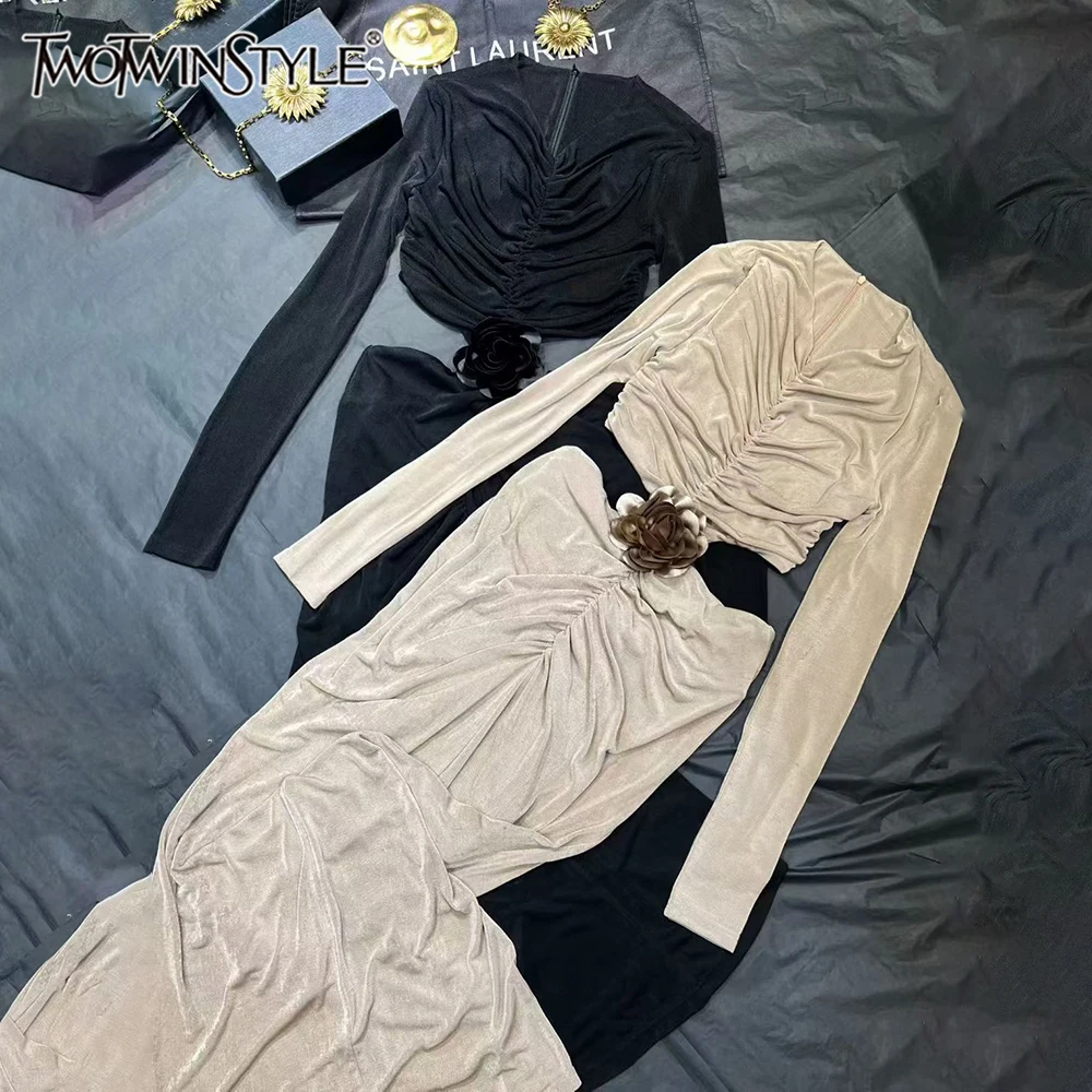 TWOTWINSTYLE Slimming Solid Temperament Dinner Dresses For Women Round Neck Long Sleeve High Waist Chic Dress Female KDR550069 
TWOTWINSTYLE Slimming Solid Temperament Dinner Dresses For Women Round Neck Long Sleeve High Waist Chic Dress Female KDR550069