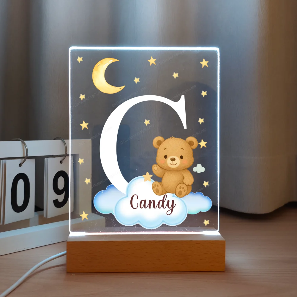 Personalized LED Night Light Cute Animal Acrylic Cloud Star Design with Wooden Base Customized Name Children's Birthday
Personalized LED Night Light Cute Animal Acrylic Cloud Star Design with Wooden Base Customized Name Children's Birthday