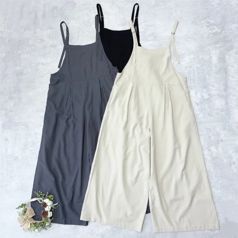 Johnature Casual Suspender Jumpsuit Summer New Sleeveless Loose Solid Color Simple Women Long Jumpsuits
Johnature Casual Suspender Jumpsuit Summer New Sleeveless Loose Solid Color Simple Women Long Jumpsuits