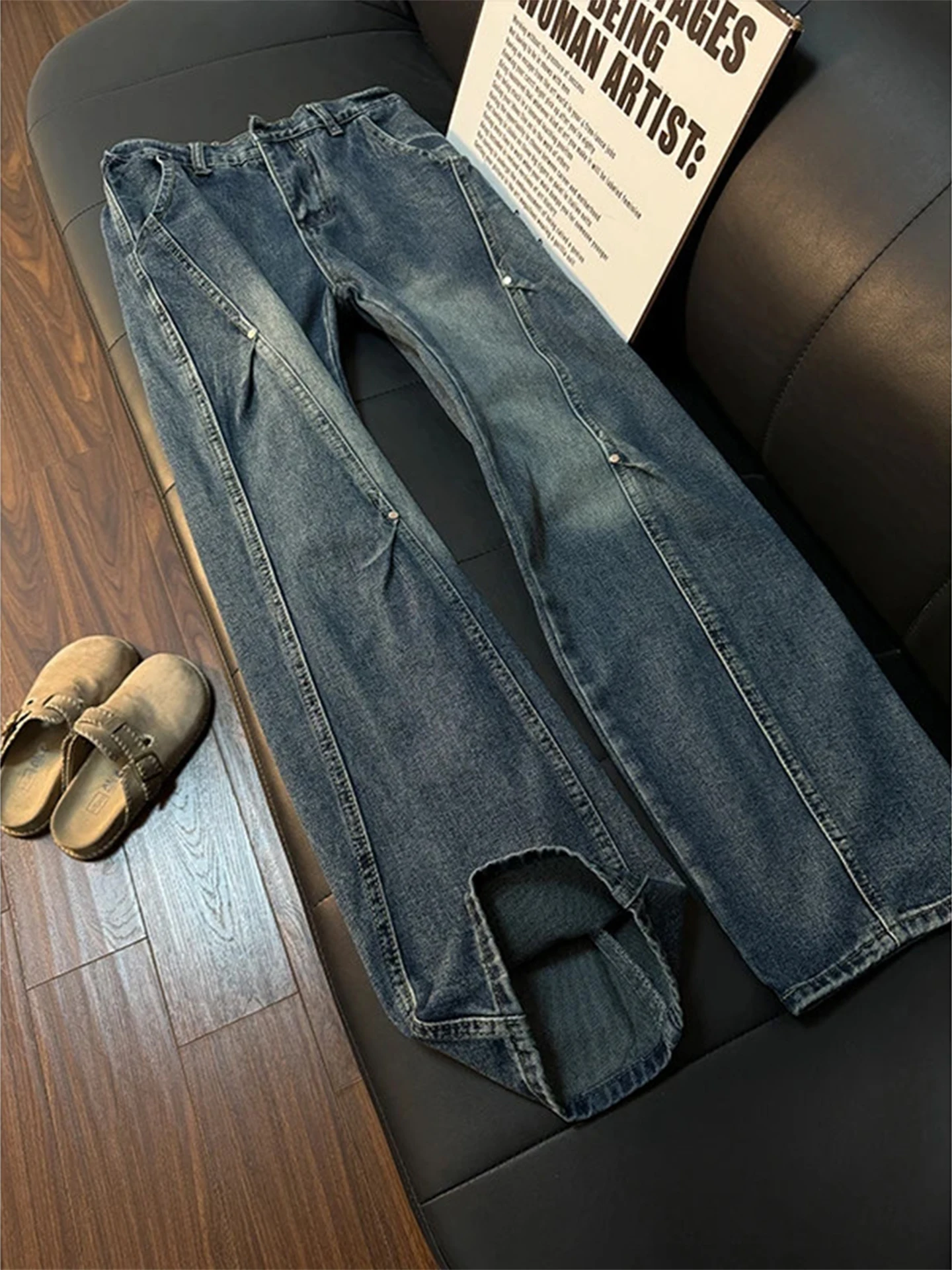 American Sle Pleated Rivet Knife Jeans Men's High Street Straight Leg Wide Leg Workwear Trousers Casual Cotton Denim
American Sle Pleated Rivet Knife Jeans Men's High Street Straight Leg Wide Leg Workwear Trousers Casual Cotton Denim