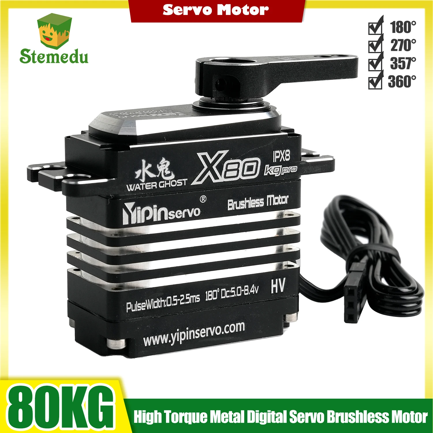 1/2/4pcs 80KG X80 RC Digital Servo High Torque All-metal Waterproof Brushless Motor Steering For 1/8 1/10 1/12 Robot Car
1/2/4pcs 80KG X80 RC Digital Servo High Torque All-metal Waterproof Brushless Motor Steering For 1/8 1/10 1/12 Robot Car