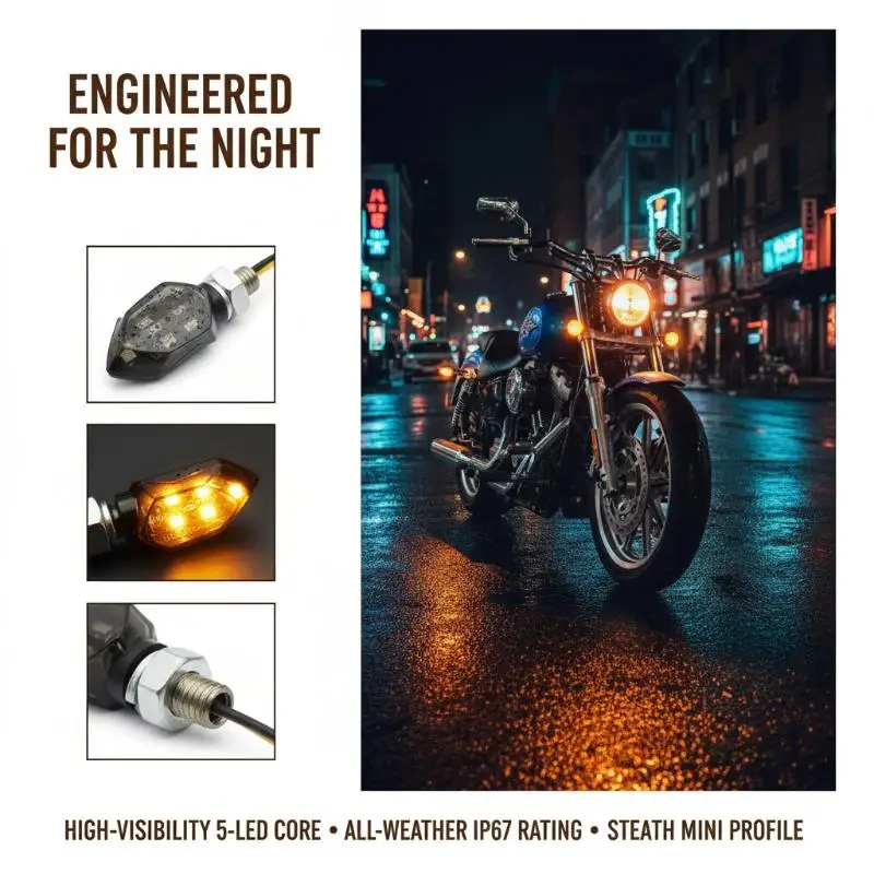 1Pcs Universal Mini Motorcycle Smoke Lens Turn Signal Light 5 LED 12V Amber Blinker Indicator Lamp Two Wire
1Pcs Universal Mini Motorcycle Smoke Lens Turn Signal Light 5 LED 12V Amber Blinker Indicator Lamp Two Wire