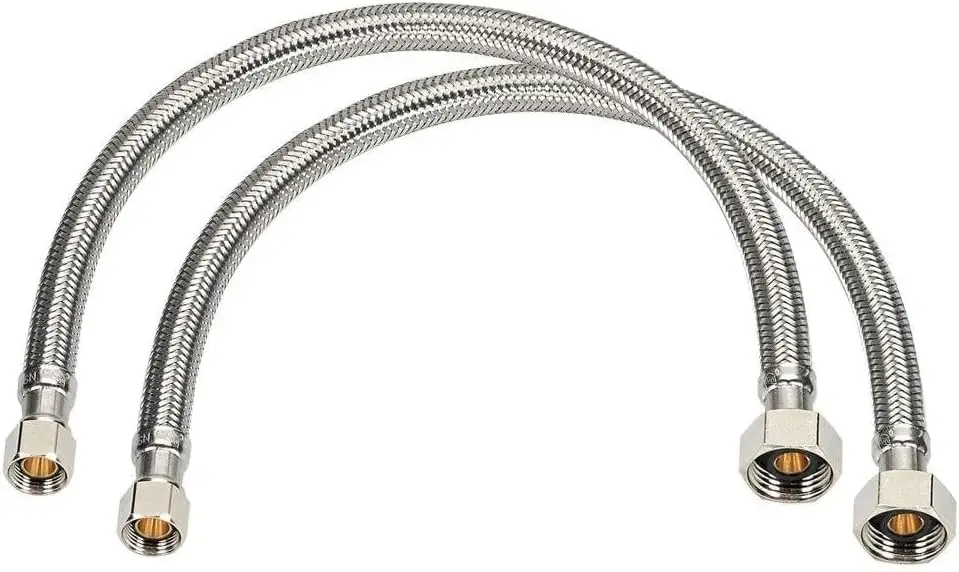 18" Braided Stainless Steel Faucet Supply Hose, 3/8" Compression to 1/2" FNPT Threads
18" Braided Stainless Steel Faucet Supply Hose, 3/8" Compression to 1/2" FNPT Threads