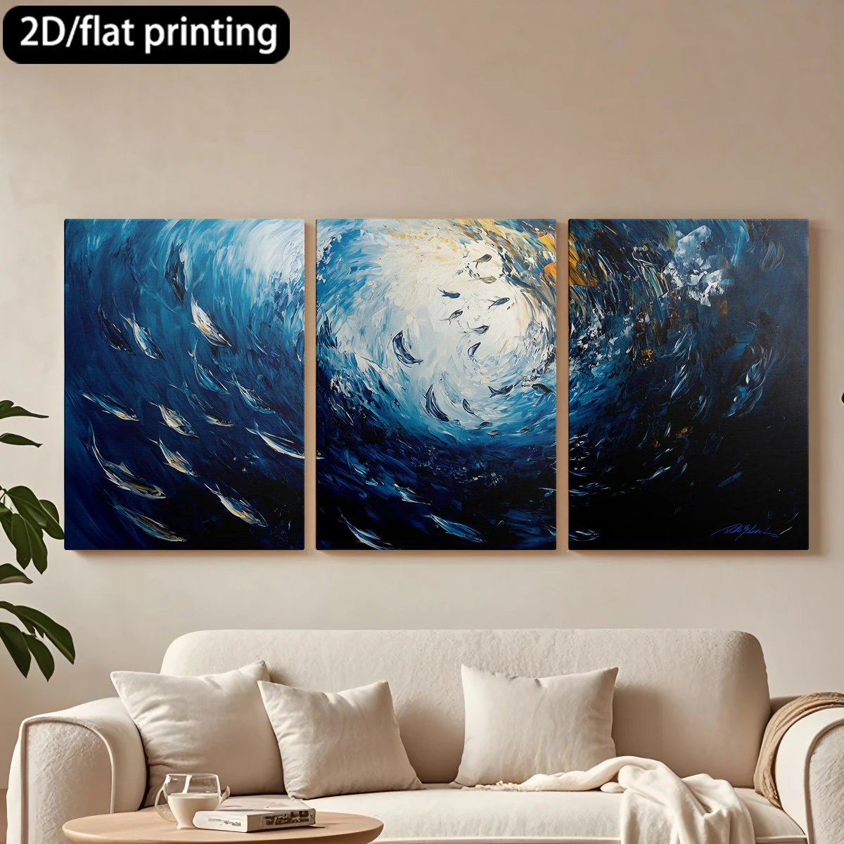3pc wooden frame canvas decorative paintingAbstract ocean-wave painting, swimming fish.Corridor bedroom decoration
3pc wooden frame canvas decorative paintingAbstract ocean-wave painting, swimming fish.Corridor bedroom decoration