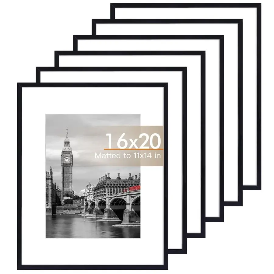 16x20 Picture Frame Set of 6 with Shatter Resistant Plastic Glass, Thin Border Light Weight Poster Frames for Wall Gallery Displ
16x20 Picture Frame Set of 6 with Shatter Resistant Plastic Glass, Thin Border Light Weight Poster Frames for Wall Gallery Displ