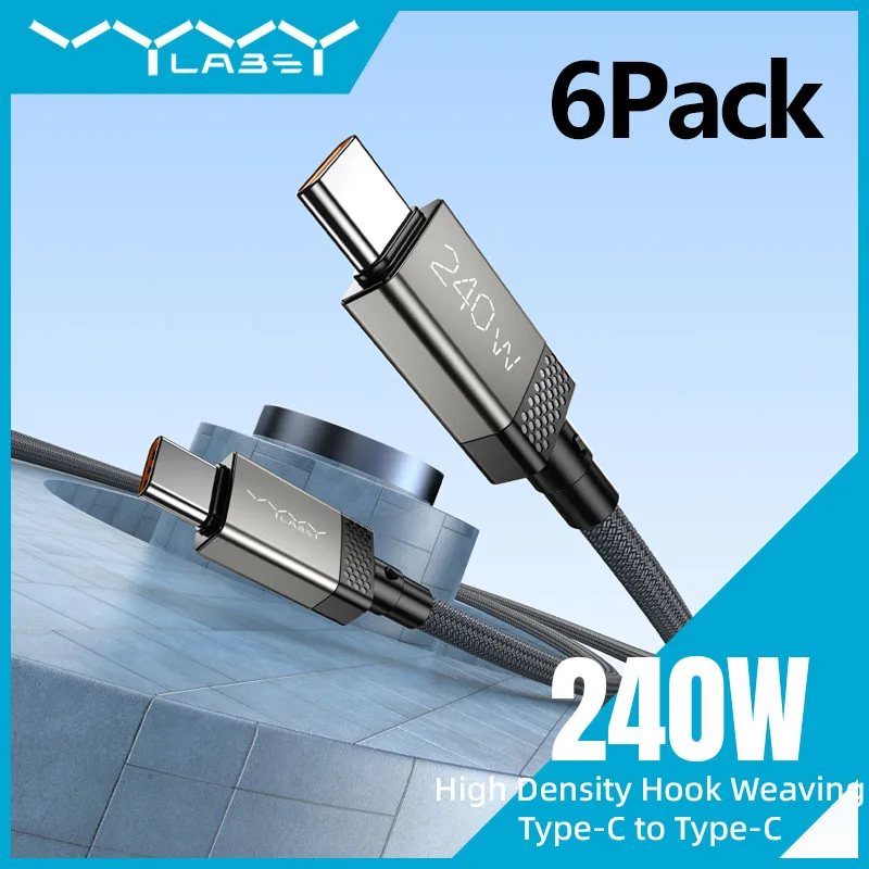 6 Pack 240W Type C to Type C Fast Charging Cable Data Sync Cord for MacBook iPad iPhone 15 16 17 Pro Samsung Android Smartphones
6 Pack 240W Type C to Type C Fast Charging Cable Data Sync Cord for MacBook iPad iPhone 15 16 17 Pro Samsung Android Smartphones