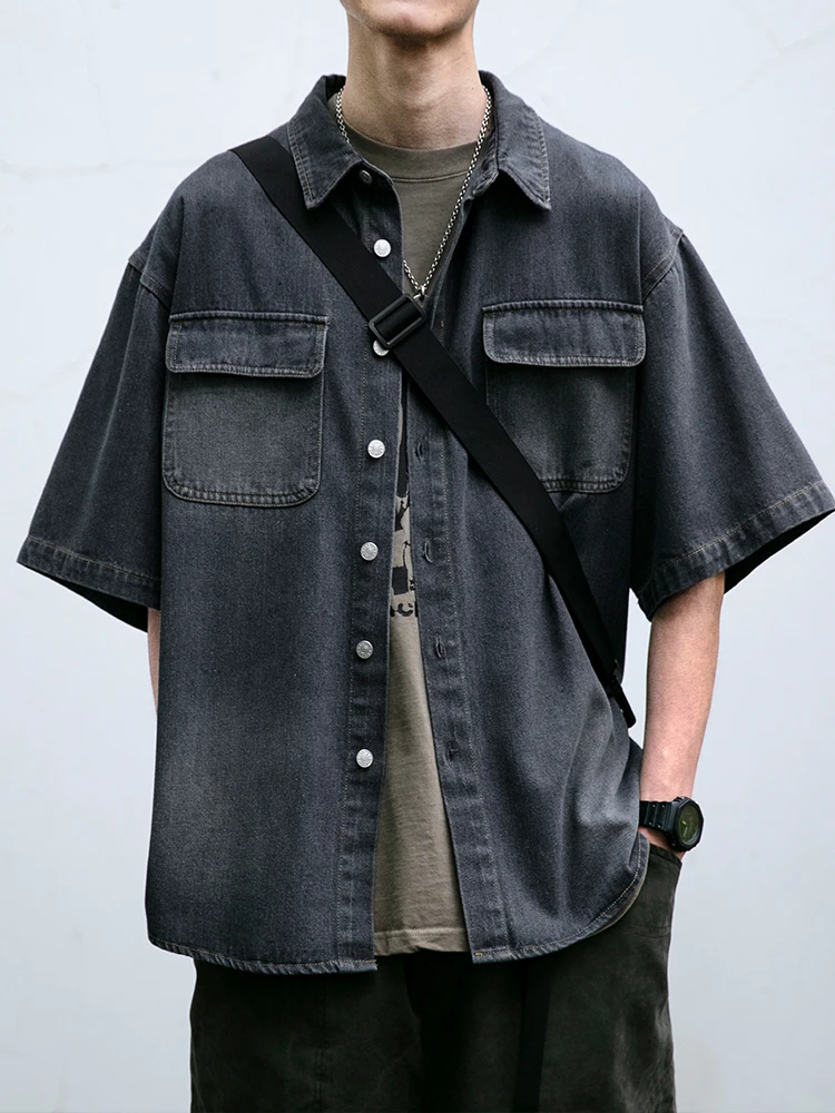 Ретро японский Sle Distred Denim ort Sve irt ex Summer New Faion f Sve Спецодежда с отложным воротником irt
Ретро японский Sle Distred Denim ort Sve irt ex Summer New Faion f Sve Спецодежда с отложным воротником irt