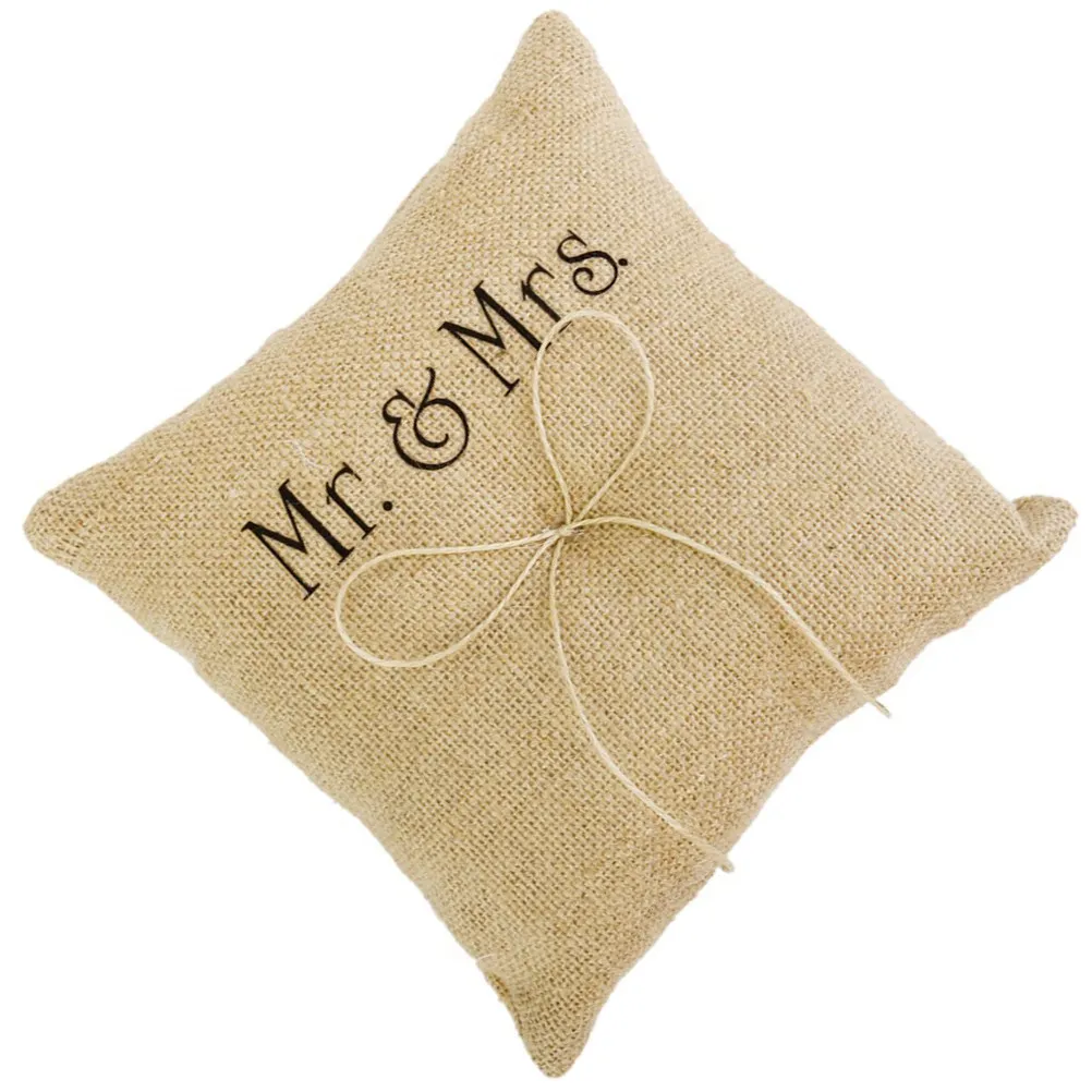 Rustic Wedding Ring Pillow Handmade Burlap with Twine Bow Mr Mrs Printed Ring Bearer Pillow for Ceremony Decor
Rustic Wedding Ring Pillow Handmade Burlap with Twine Bow Mr Mrs Printed Ring Bearer Pillow for Ceremony Decor
