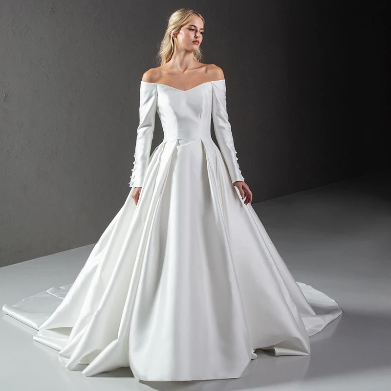 Eightree White A-Line Wedding Dresses Off The Shoulder Long Sleeves Bridal Dress Boho Beach Wedding Ball Prom Gowns Customized
Eightree White A-Line Wedding Dresses Off The Shoulder Long Sleeves Bridal Dress Boho Beach Wedding Ball Prom Gowns Customized