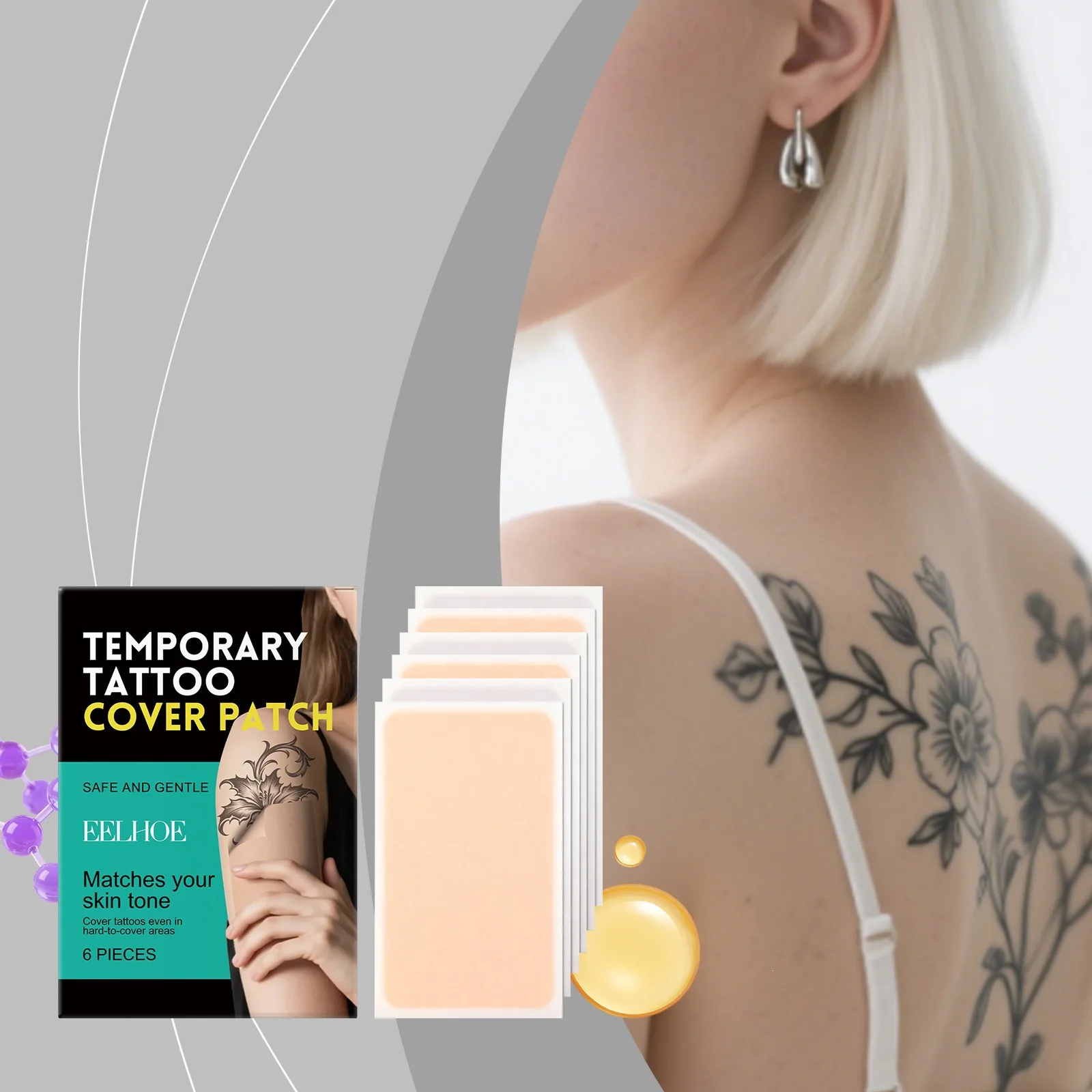 EELHOE Waterproof Tattoo Cover Up Stickers Invisible Skin Tone Concealer Patches for Scar Birthmark
EELHOE Waterproof Tattoo Cover Up Stickers Invisible Skin Tone Concealer Patches for Scar Birthmark