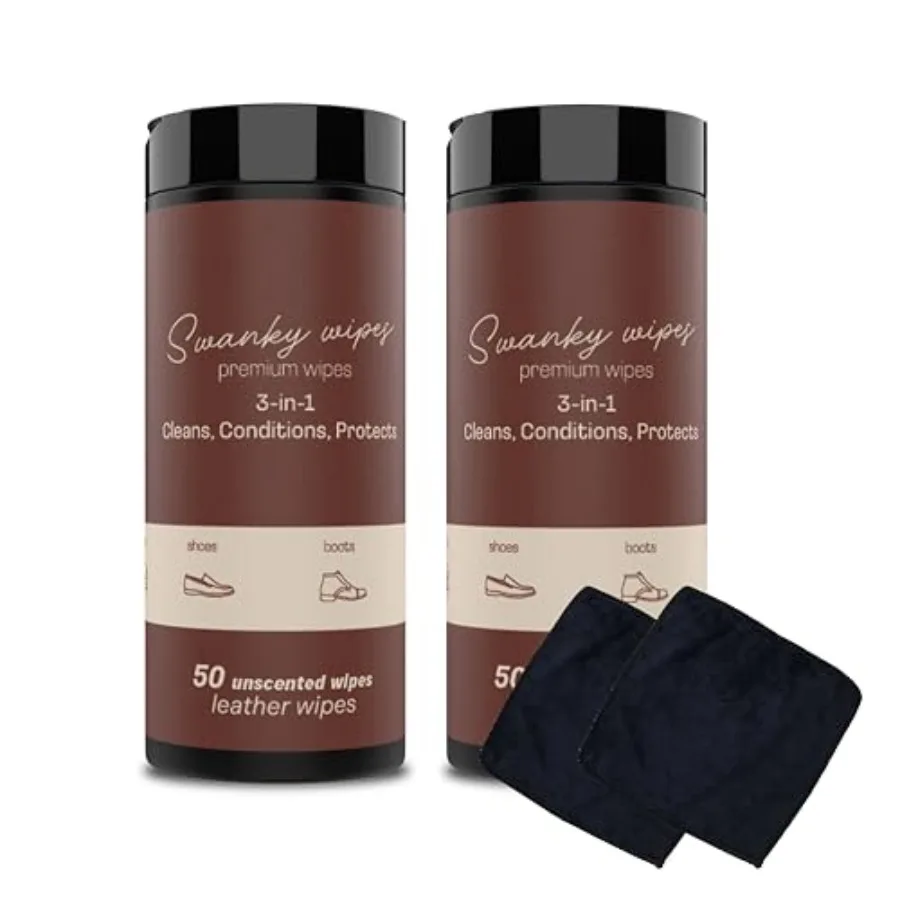 Swanky Leather Wipes - Leather Cleaner and Conditioner for Purses, Shoes, Furniture Polish and Car Seats, Prevents Fading and C
Swanky Leather Wipes - Leather Cleaner and Conditioner for Purses, Shoes, Furniture Polish and Car Seats, Prevents Fading and C