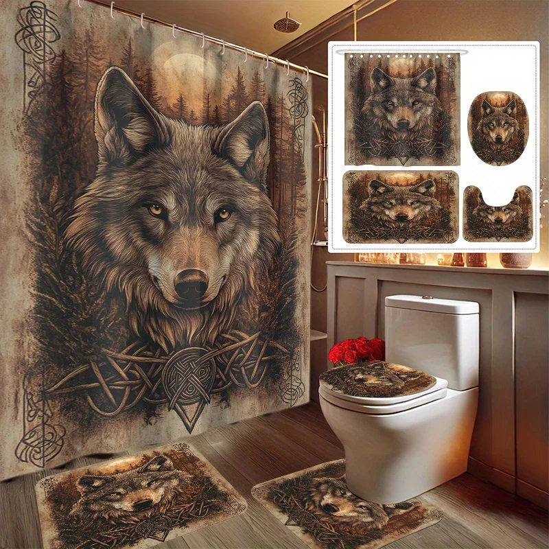 4pcs Timber Wolf Print Shower Curtain, Shower Curtain Set, Comes with 12 Plastic Hooks, Machine Washable, Bathroom Accessories
4pcs Timber Wolf Print Shower Curtain, Shower Curtain Set, Comes with 12 Plastic Hooks, Machine Washable, Bathroom Accessories
