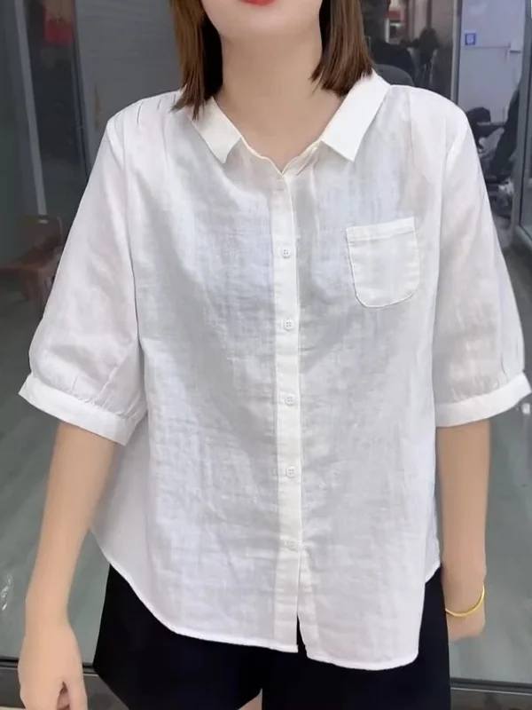 Loose Casual Women's Short Sleeve Shirt Summer 2026 Korean Style Collar Top plus Size Comfortable Belly Covering Fashion
Loose Casual Women's Short Sleeve Shirt Summer 2026 Korean Style Collar Top plus Size Comfortable Belly Covering Fashion