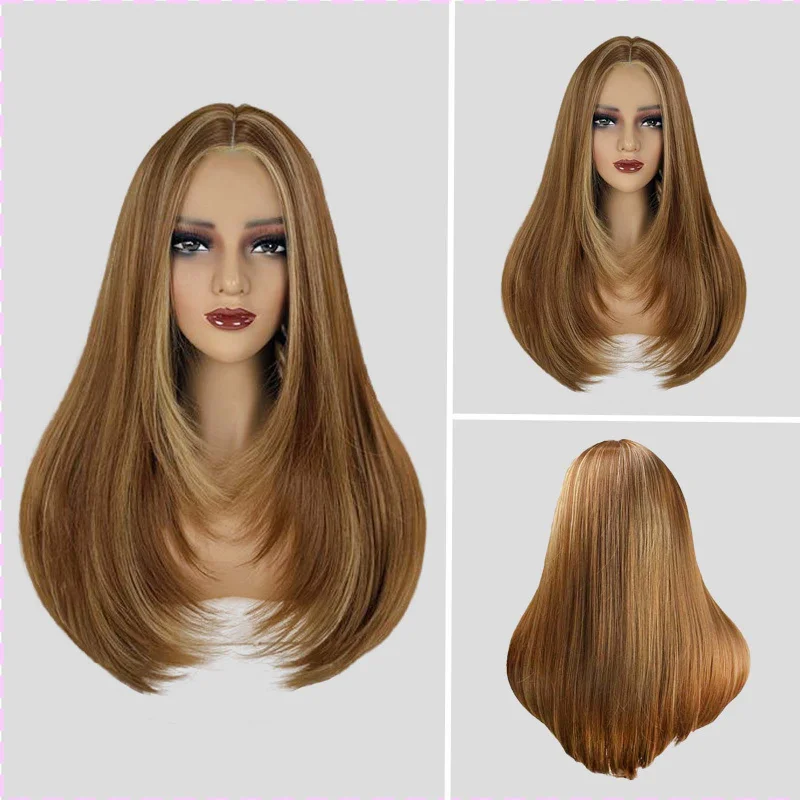 Women's Middle Part Highlighted Two-Tone Wig Long Straight Slightly Curly Wig
Women's Middle Part Highlighted Two-Tone Wig Long Straight Slightly Curly Wig